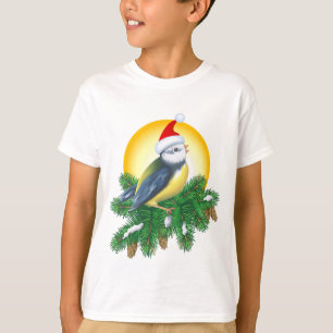 Vögel in der Weihnachtsmannmütze T-Shirt