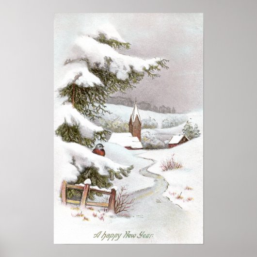 Vogel in der Winterlandschaft Snowy für das neue J Poster (Vorne)