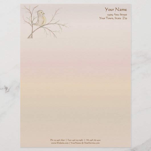 Vogel in einem Baum-Briefkopf {Regenbogen, Seite (Vorderseite)