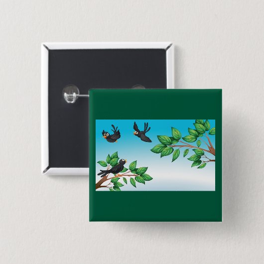 Vögel in einem Baum Button (Vorne & Hinten)