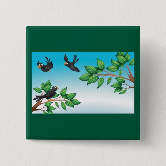 Vögel in einem Baum Button (Vorderseite)