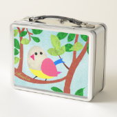 Vögel in einem Baum Metall Brotdose (Rückseite)