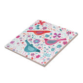 Vögel in einem Garten Folk Boho Wasserfarbe Fliese (Seite)