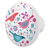 Vögel in einem Garten Moderne Boho Wasserfarbe Keramikknauf (Rechts)