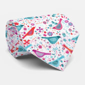 Vögel in einem Garten Moderne Boho Wasserfarbe Krawatte (Gerollt)