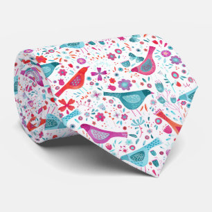 Vögel in einem Garten Moderne Boho Wasserfarbe Krawatte