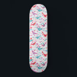 Vögel in einem Garten Moderne Boho Wasserfarbe Skateboard<br><div class="desc">Moderne Boho Aquarellmalerei von Vögeln in einem Garten von hellorangen,  rosa und aquamarinen wilden Blume.</div>