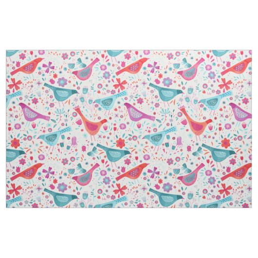 Vögel in einem Garten Moderne Boho Wasserfarbe Stoff (Fat Quarter (45,7 x 55,9 cm))