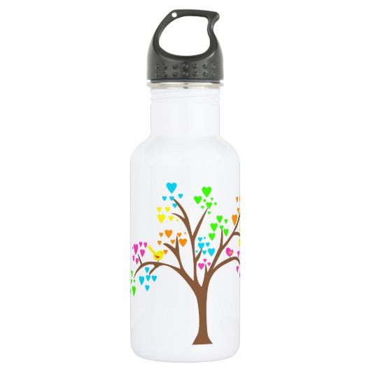 Vögel in einem Herzbaum Trinkflasche (Vorderseite)
