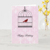 Vogel in einem Käfig Karte (Gelbe Blume)