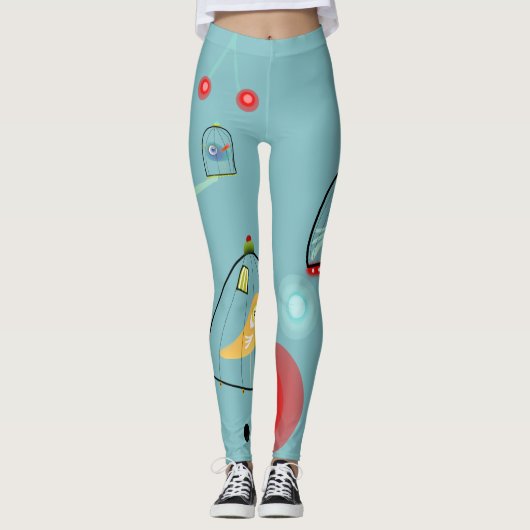 Vögel in einem Käfig Leggings (Vorderseite)