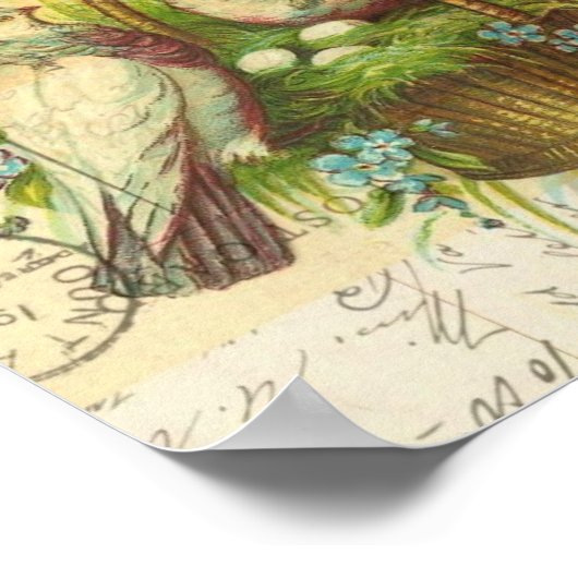 Vögel in einem Korb, Ostern Poster (Ecke)