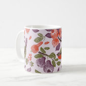 Vögel in einem Obstgarten. nahtloses Muster Kaffeetasse (Vorderseite Links)