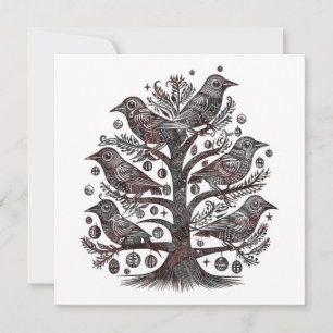 Vögel in einem Weihnachtsbaum Feiertagskarte