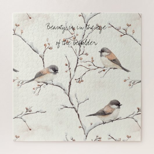 Vögel in einem Winterbaum Puzzle (Vertikal)