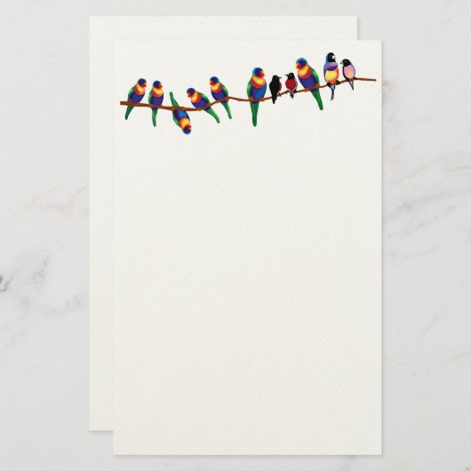 Vögel in einem Zweig Briefpapier (Vorne/Hinten)