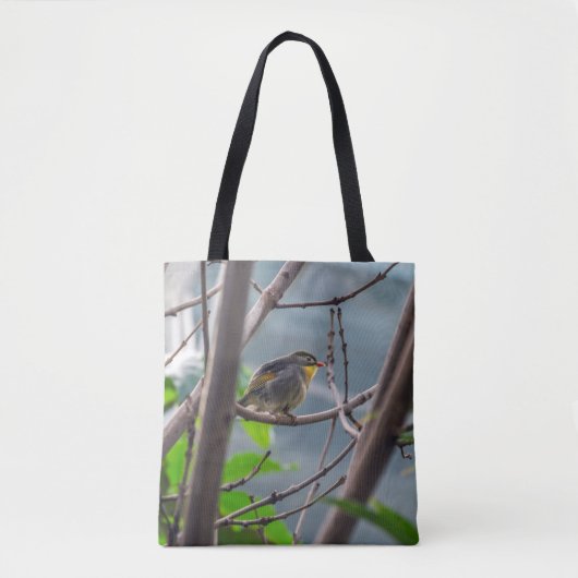 Vogel in einer Baum Taschen-Tasche Tasche (Vorderseite)