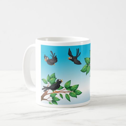 Vögel in einer Baumkaffee-Tasse Kaffeetasse (Vorderseite Links)