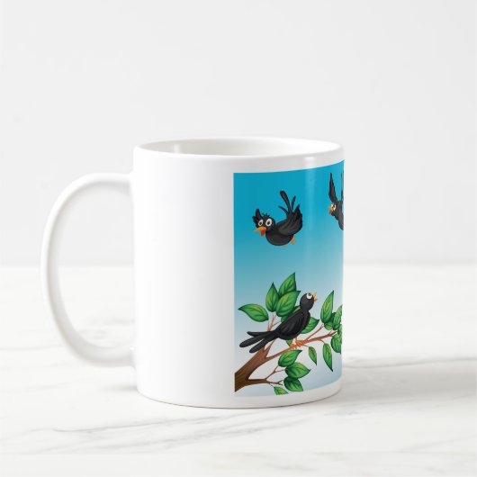 Vögel in einer Baumkaffee-Tasse Kaffeetasse (Links)
