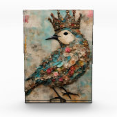 Vogel in einer Crown Mixed Media Collage Fotoblock (Vorderseite)