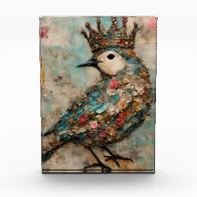 Vogel in einer Crown Mixed Media Collage