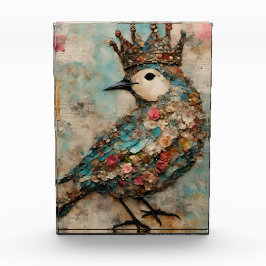 Vogel in einer Crown Mixed Media Collage Fotoblock