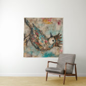 Vogel in einer Crown Mixed Media Collage Wandteppich (Beispiel (Horizontal))