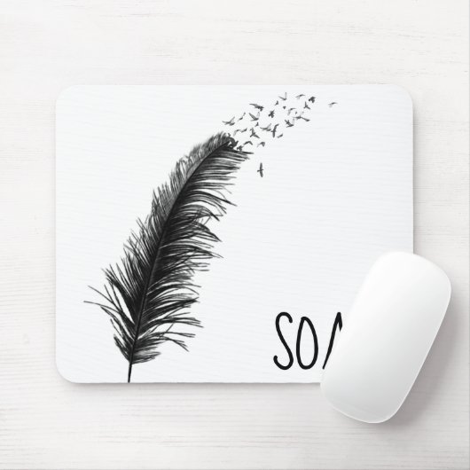 Vögel in einer Feder auf Weiß Mousepad (Mit Mouse)
