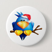 Vogel in einer Weihnachtsmannmütze Button (Vorderseite)