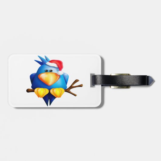 Vogel in einer Weihnachtsmannmütze Gepäckanhänger (Rückseite horizontal)