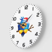 Vogel in einer Weihnachtsmannmütze Große Wanduhr (Winkel)