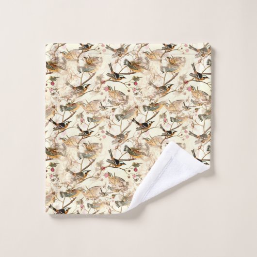 Vögel in einer Zweigstelle Badhandtuch Set (Waschlappen)