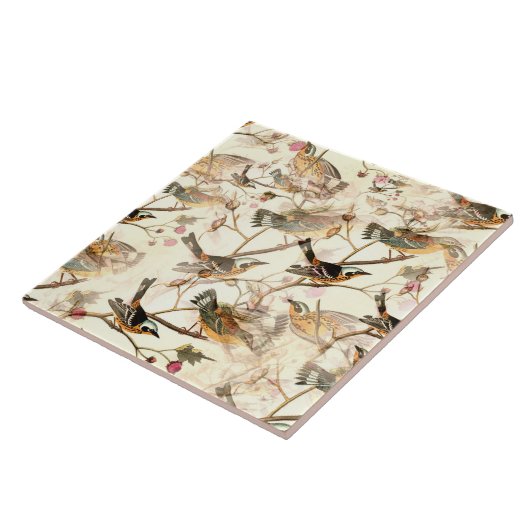 Vögel in einer Zweigstelle Fliese (Seite)