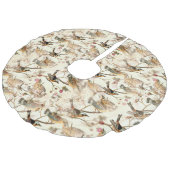 Vögel in einer Zweigstelle Leinenimitat Weihnachtsbaumdecke (Schrägansicht)