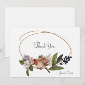 Vogel in einer Zweigstelle Personalisiert Statione Dankeskarte (Vorne/Hinten)