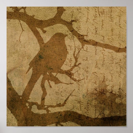 Vogel in einer Zweigstelle Poster (Vorne)