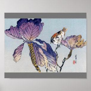 Vogel in einer Zweigstelle, Watanabe Seitei Poster
