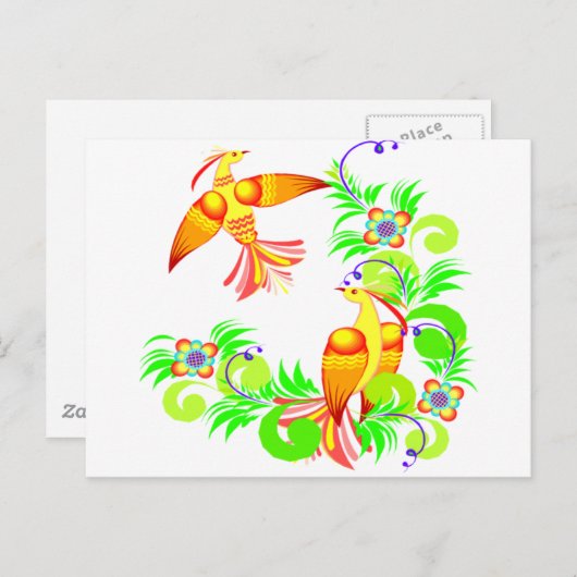 Vögel in Farbe Postkarte (Vorne/Hinten)