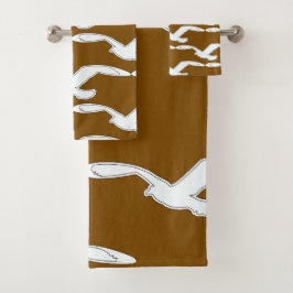 Vögel in Flight Bath Zubehör braun Badhandtuch Set