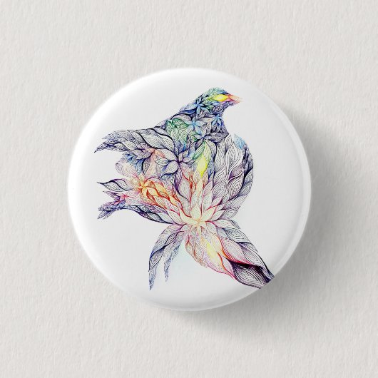 Vogel in ihrem Nest Button (Vorderseite)