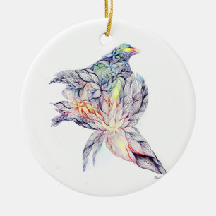 Vogel in ihrem Nest Keramik Ornament
