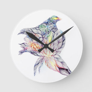 Vogel in ihrem Nest Runde Wanduhr