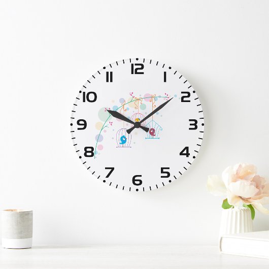 Vögel in Käfigen Große Wanduhr