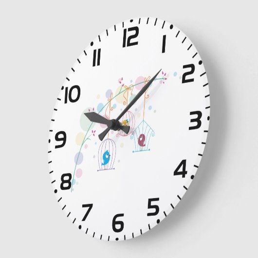 Vögel in Käfigen Große Wanduhr (Winkel)