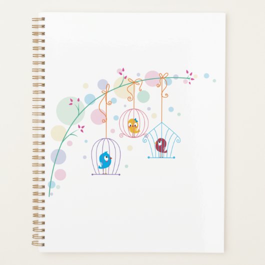 Vögel in Käfigen Spiralplaner Planer (Vorderseite)