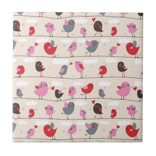 Vögel in Liebe Fliese (Vorderseite)