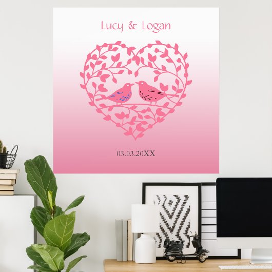 Vögel in Liebe Poster (Heimbüro)
