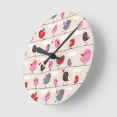 Vögel in Liebe Runde Wanduhr (Winkel)