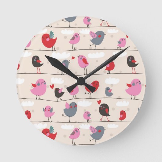 Vögel in Liebe Runde Wanduhr (Vorderseite)