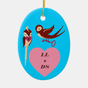 Vögel in Liebe Schlüssel zu meinem Herzen Keramikornament